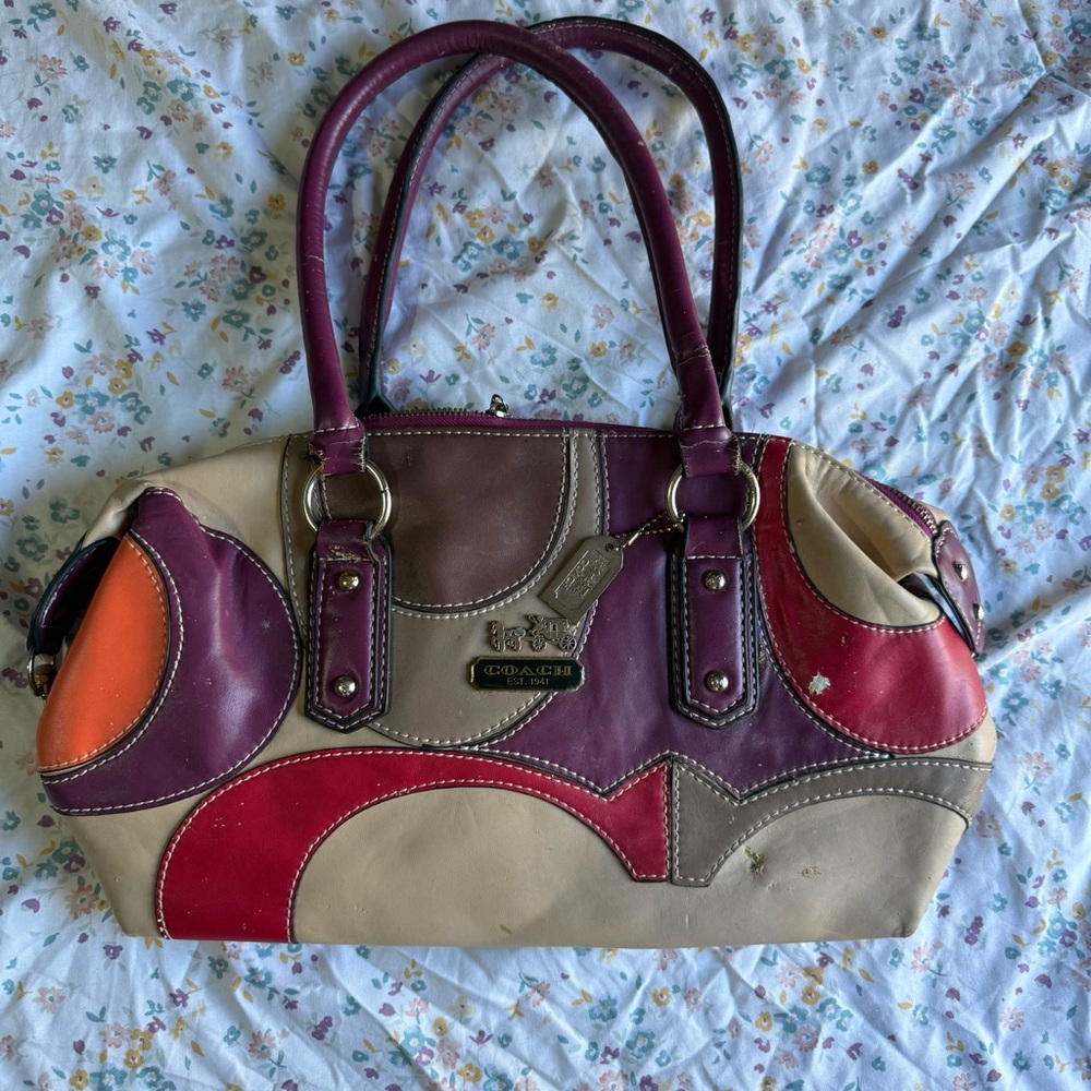 Coach Multicolor Patchwork Leather Tote Shoulder … - image 1
